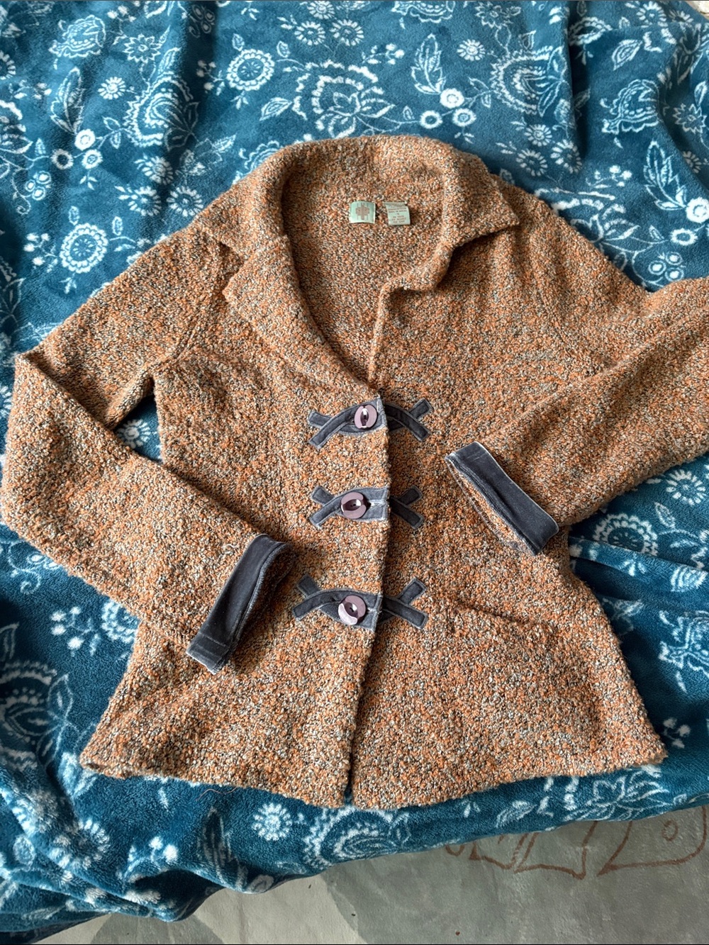 Women’s Tweed Toggle Jacket in Rust Orange